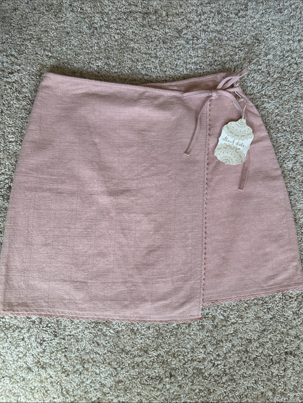 Altar'd State Dusty Rose Wrap Mini Skirt